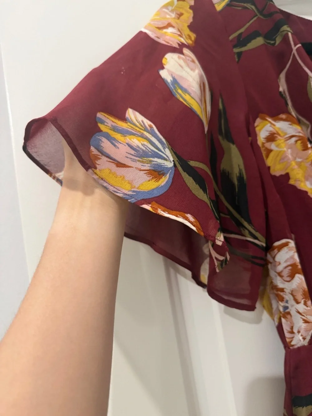 Burgundy Floral Wrap Maxi Dress - Picture 2 of 4